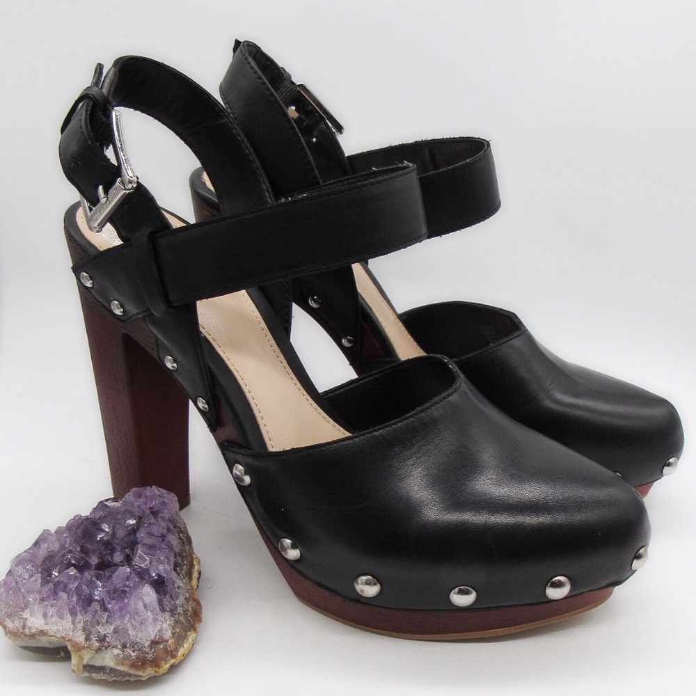 Vince Camuto Leather studded wooden high heels!